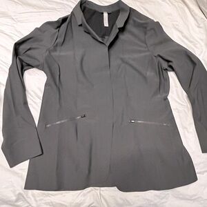 Athleta Interstellar Grey  Blazer Jacket Stretch Fitted Size 16 Womens